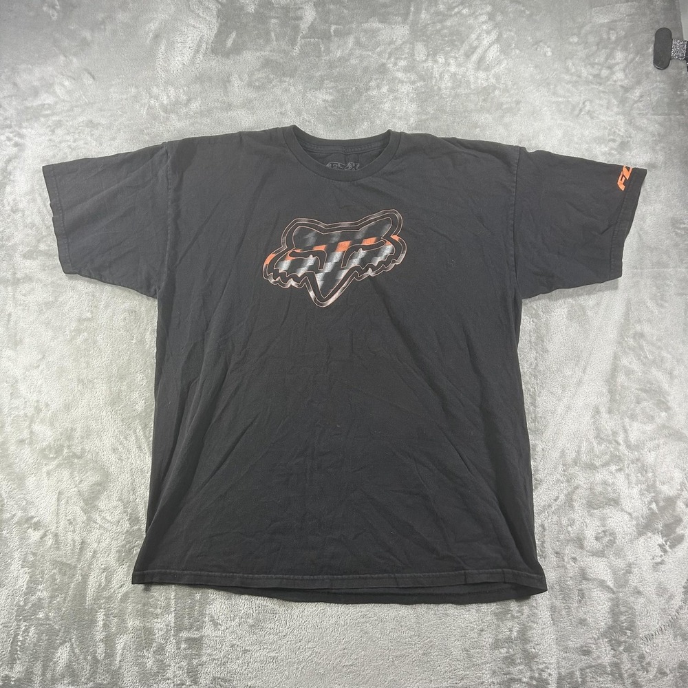 Y2K Fox Racing Shirt Mens XL Black Fox Head Logo Graphic Motocross Racing Tee